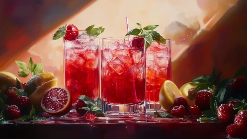 Crimson Cocktails Burst with Jeweled Berries and Citrus Radiance.