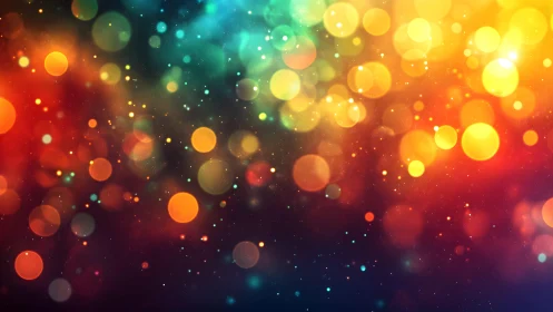 Vibrant multicolored bokeh lights abstract background digital art.