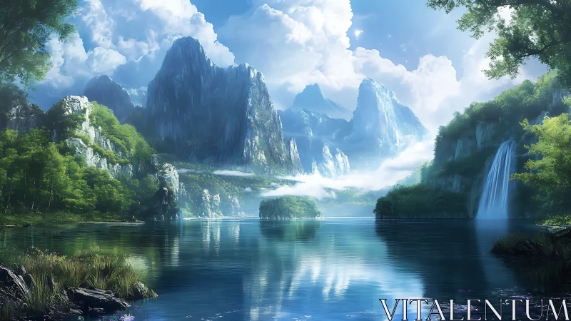 Mist-kissed mountain lake where quiet daydreams linger.