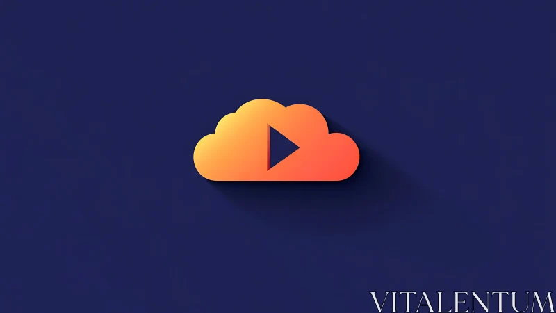 Minimalist cloud media icon rendered with gradient flat design