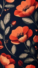 Crimson Poppies Dance Across Midnight Garden.