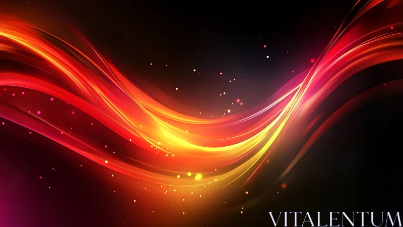 Vibrant red and orange light waves on dark background.
