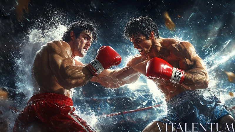 Epic Boxing Confrontation with Explosive Light Effects.