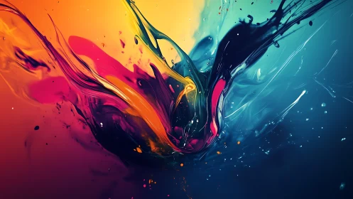 Chromatic liquid collision in dynamic abstract motion.