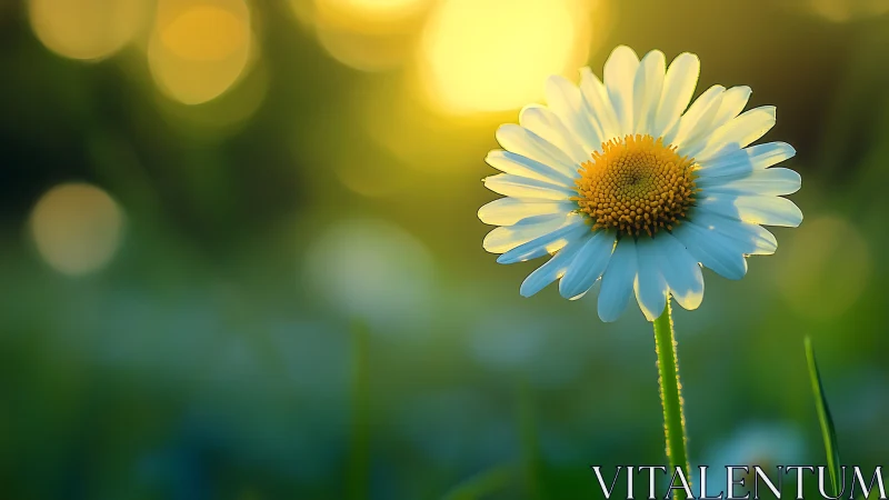 Daisy with Selective Focus and Golden Hour Bokeh.