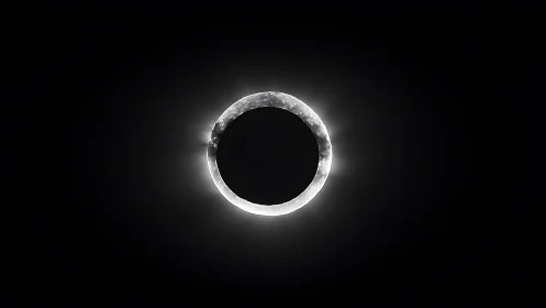 Luminous solar eclipse ring against deep black void.