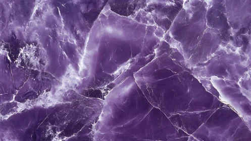 Purple crystalline stone surface shows fractured veining