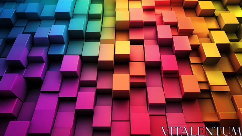 Colorful 3D cubes rising in a playful rainbow grid.