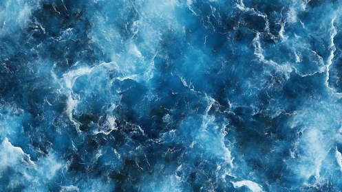 Turbulent blue ocean surface viewed from directly above