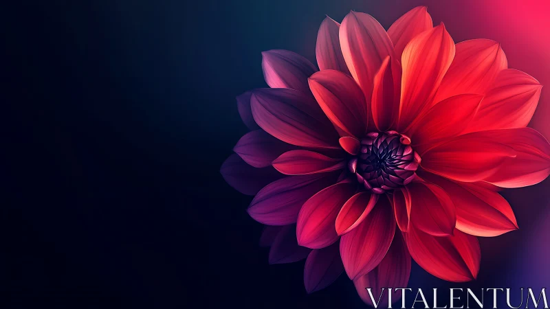 Digitally rendered dahlia flower with gradient lighting against dark background.