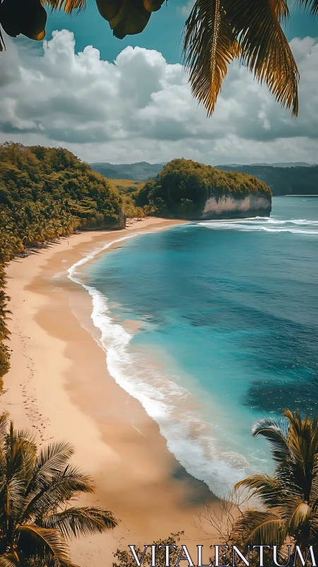 Tropical Paradise: Golden Sand Meets Turquoise Waves in Serenity