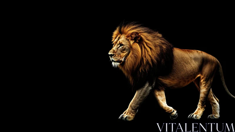 Midnight monarch strides through a carved corridor of shadow