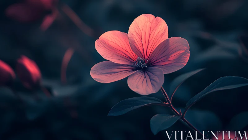 Luminous Pink Flower Glowing Against Dark Moody Background