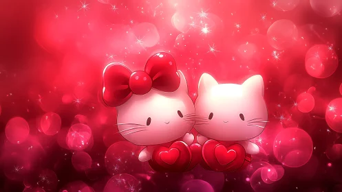 Whisker Sweethearts Dancing in Crimson Light.