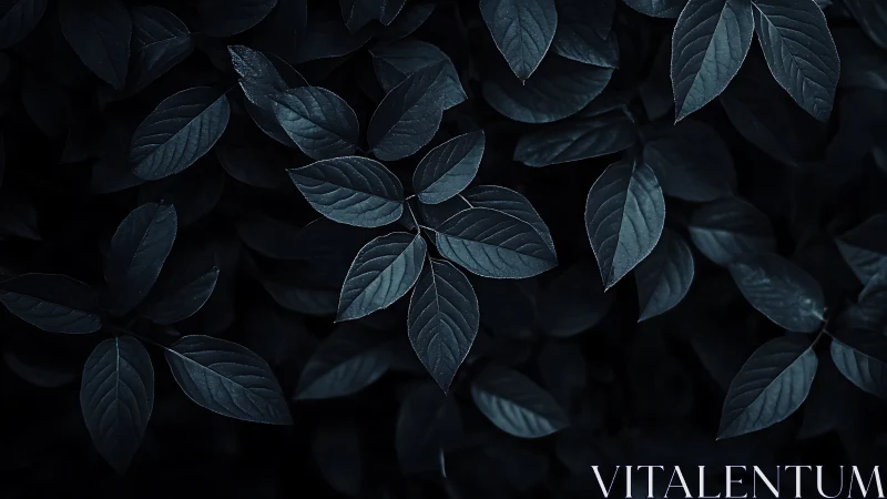 Midnight foliage pattern with cool blue-toned leaves
