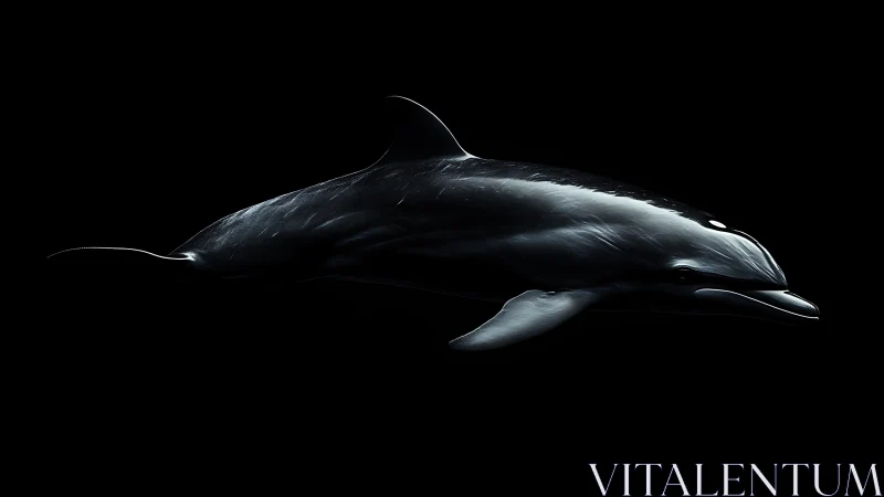 Midnight dolphin glides through sculpted shadowed waters.