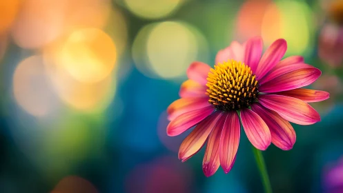 Pink Echinacea Flower with Bokeh Background: Shallow-Focus Macrophotography.