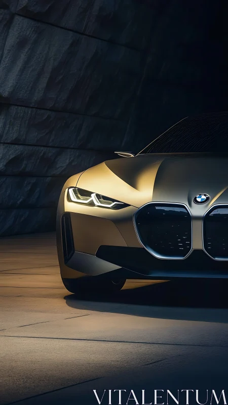 Low-angle study of BMW concept EV front fascia and LED signature