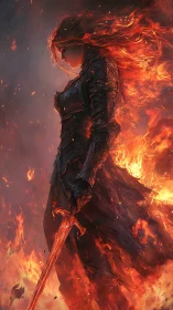 Ember crowned warrior strides through a storm of hungry fire