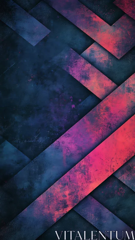 Neon magenta diagonal bands over textured navy field.