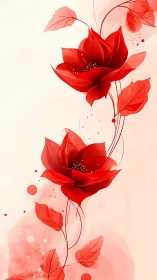 Red flowers with gradient petals and translucent leaves on soft background