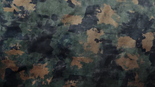 Military camouflage fabric shows worn woodland pattern