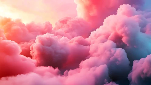 Chromatic nebula clouds in vivid pink cyan gradients.