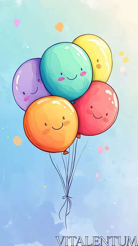 Cheerful Balloon Bunch Floats Against Pastel Skies