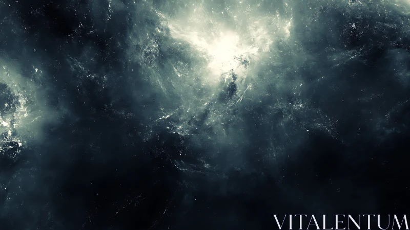 Gentle cosmic storm swirling in deep midnight space.