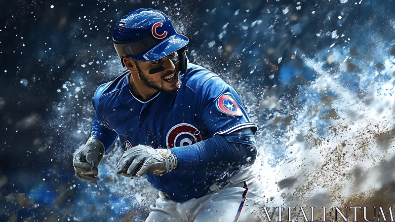 Dynamic baseball slide rendered in high-impact digital painting