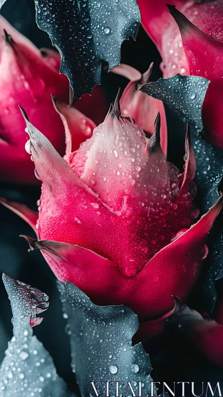 Dragon Fruit Glistens in Morning Dew.