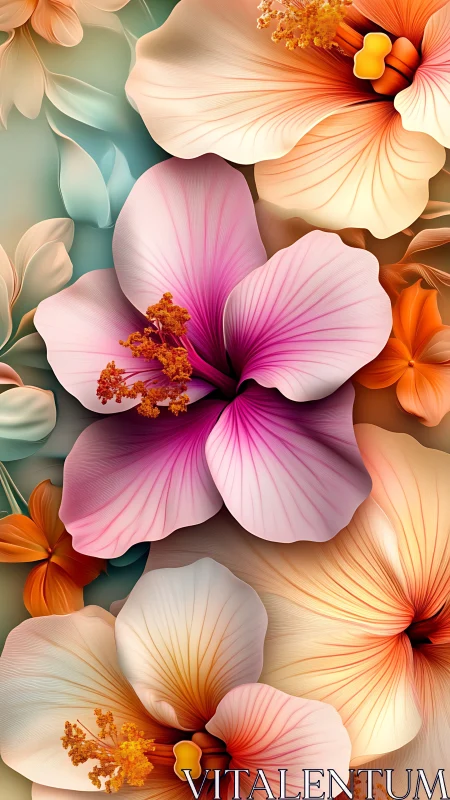 Luminous Petals Dance: Gradient Hibiscus Symphony.