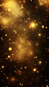 Golden light particles drift through deep cosmic haze