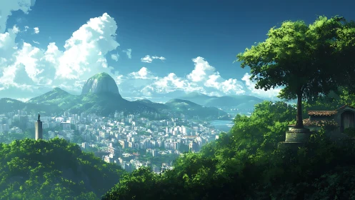 Emerald hills cradle a sunlit coastal city of bright promise.