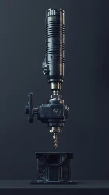 Industrial drill press assembly rendered with high-spec metal shaders