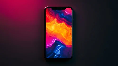 Smartphone with Fluid Gradient Wallpaper Display.