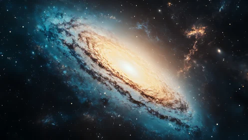 Spiral galaxy with bright core in dense star field.