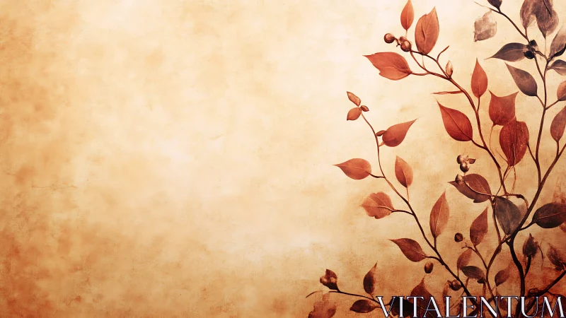 Warm sepia botanical silhouette curves across textured field