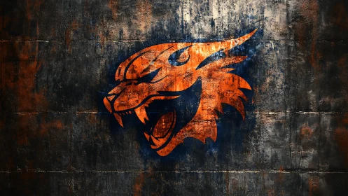 Blazing dragon emblem claws through scorched concrete wall.