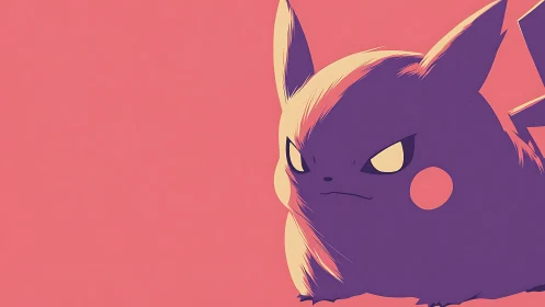 Bold stylized Pikachu portrait on solid pink background.