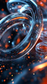 Glass energy torus twists through luminous orange particles