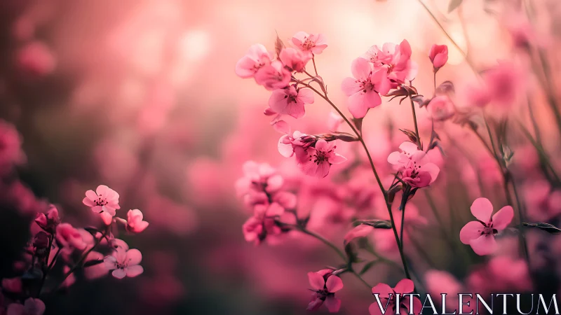 Soft Pink Flowers in Dreamy Bokeh Lighting