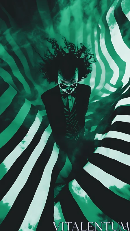 Whimsical trickster drifting through swirling striped dreams.