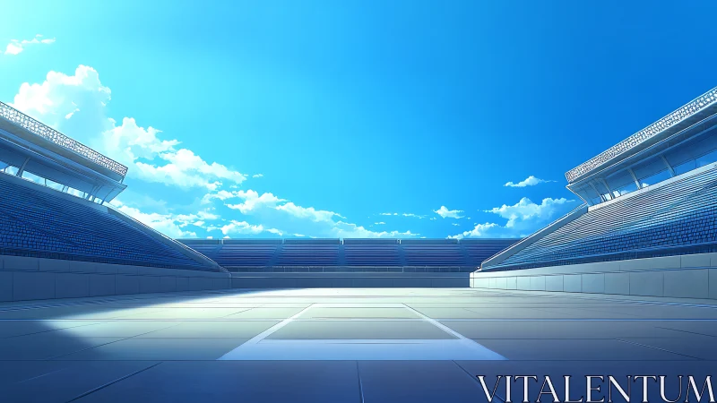 Sunlit empty stadium awaits the next big competitive showdown