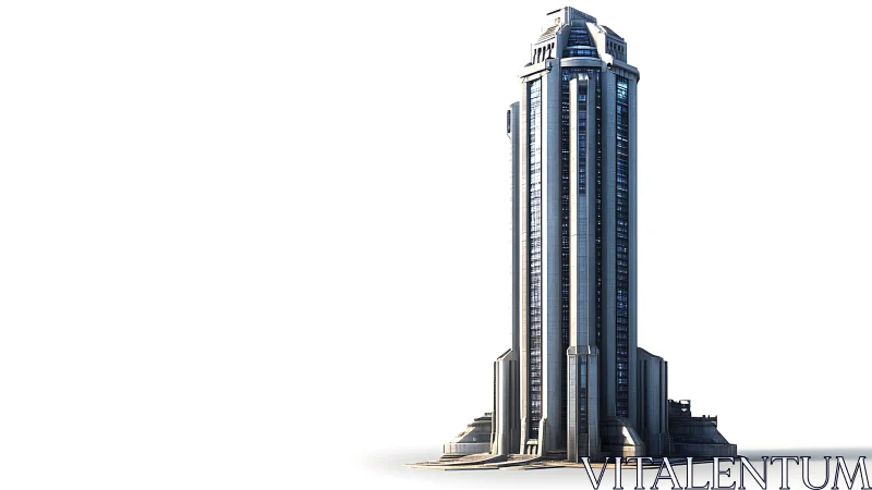 Towering Futuristic Skyscraper Rises Against Minimal Sky