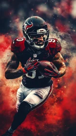 Dynamic football runner in dramatic photorealistic composite.