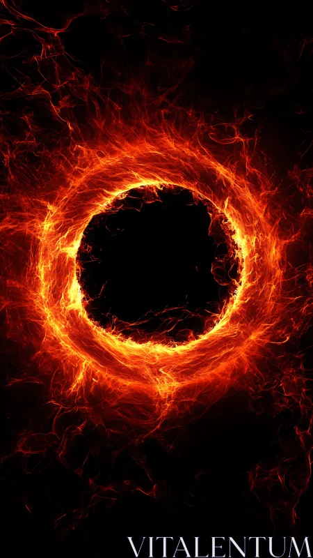 Concentric Ring Fire Structure Against Black Background