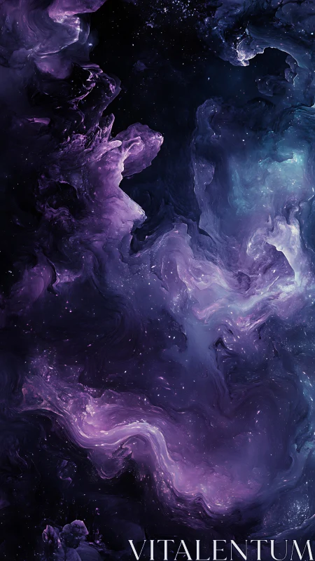 Digital nebula structure shows layered violet gas forms