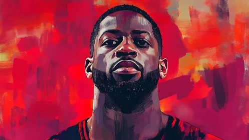 Bold portrait of a confident man in glowing red hues.