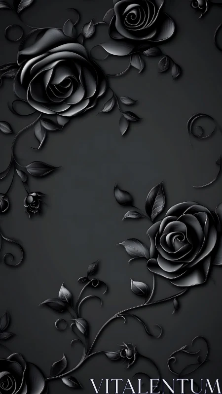 Monochromatic Three-Dimensional Floral Relief Composition.